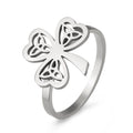 Stainless steel hollow ring with electroplated finish in gold or steel colour on hand