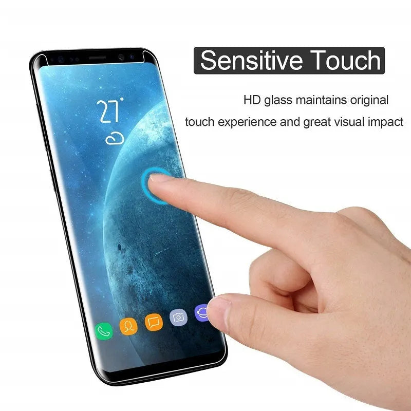 Tempered glass screen protector for Samsung Galaxy phones with anti-fingerprint coating