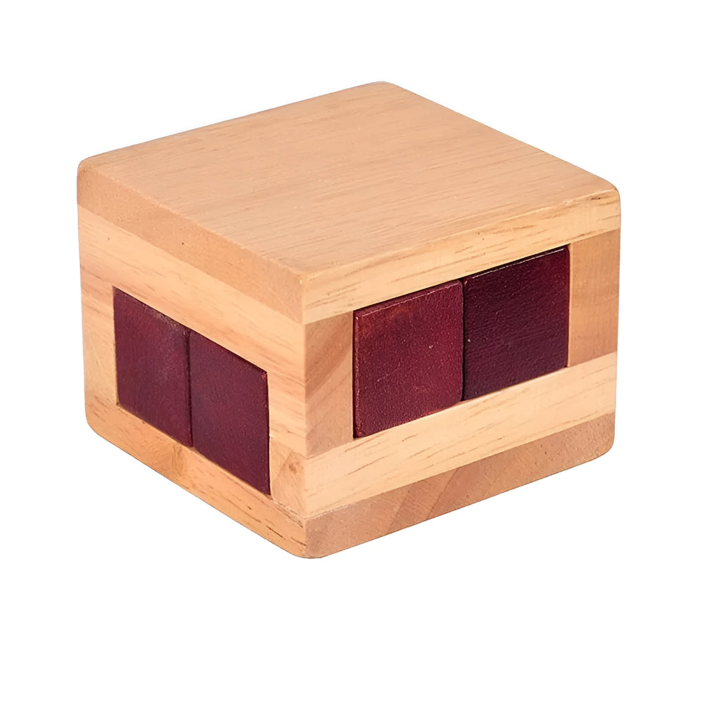 Wooden Kongming lock puzzle 7x7x5.5cm for adults and seniors, colour option A