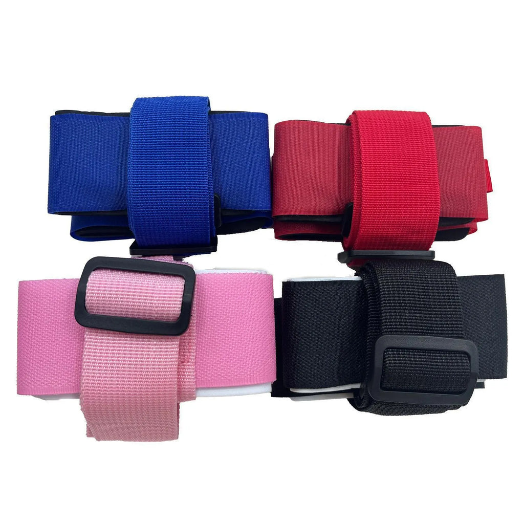 Fixed sewing skiing bandage with adjustable hook-and-loop strap in black, blue, pink, or red