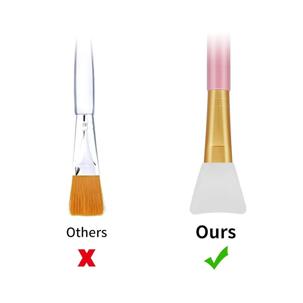 Reusable silicone spatula applicator for face and body masks in various colours on a plain background.