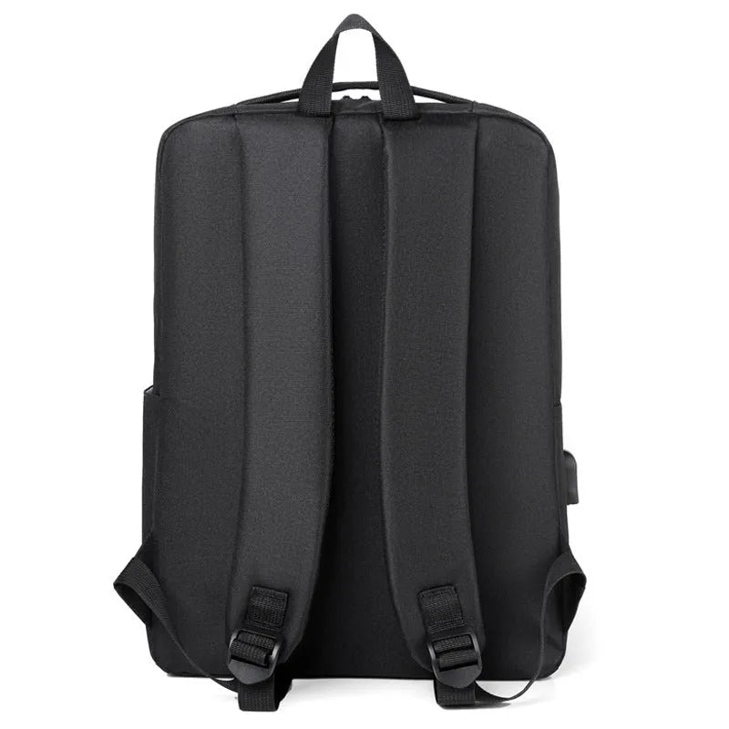 Men's solid-colour waterproof Oxford cloth business backpack with curved shoulder straps