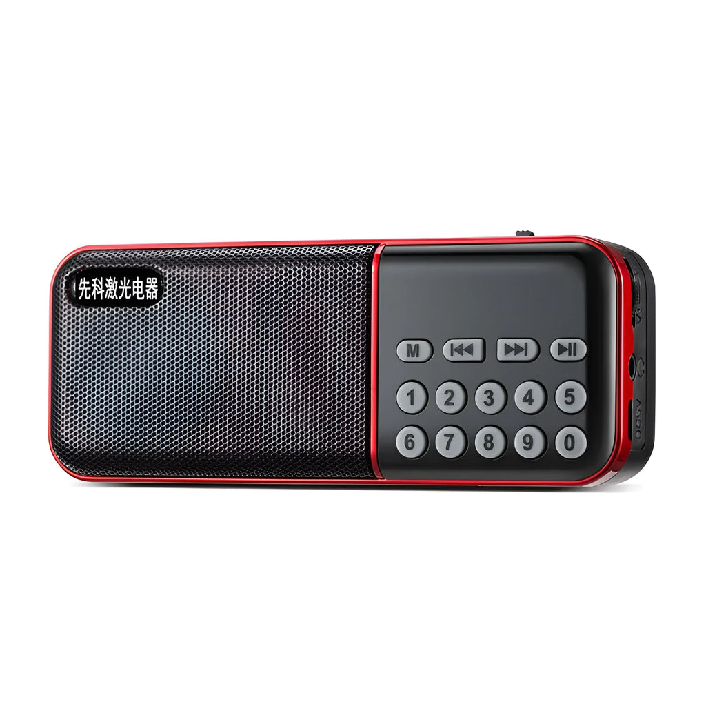 Black portable Walkman radio, plastic body, 120 x 32 x 47mm compact handheld radio