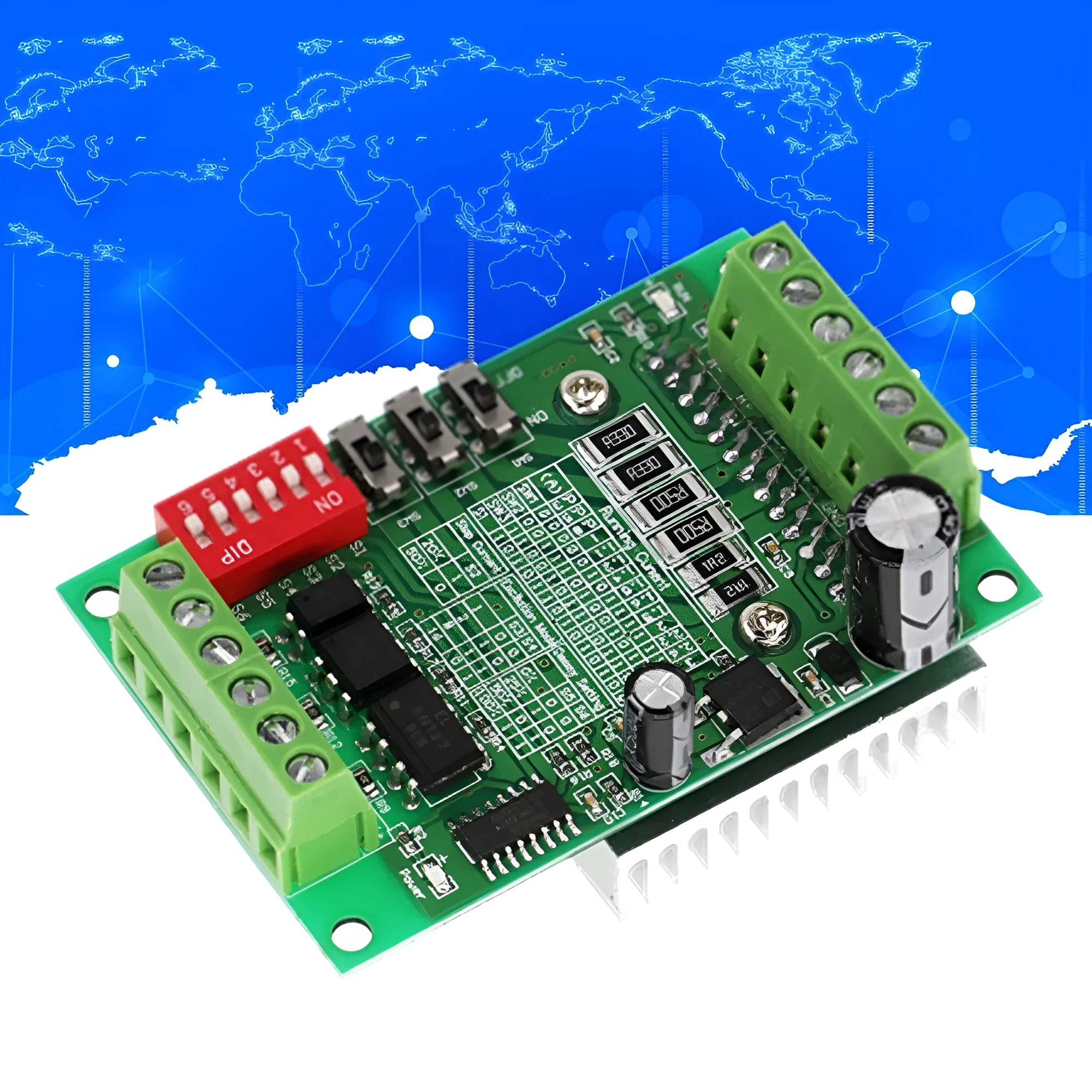 TB6560 3A stepper motor driver module with heat sink and adjustment potentiometers