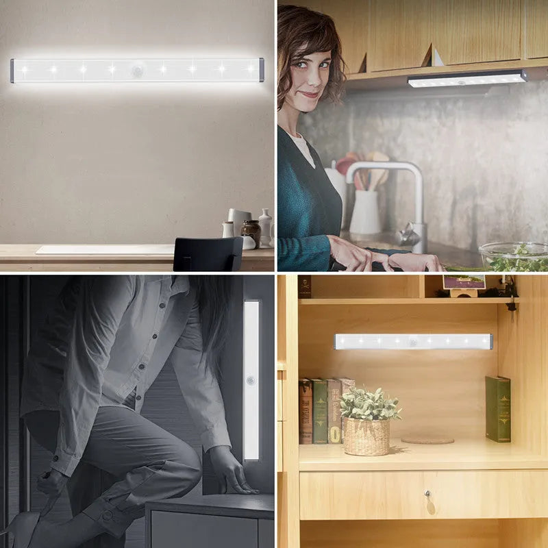 LED human body induction magnetic closet light with aluminium shell and USB charging port