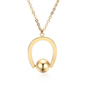Stainless steel bead chain necklace with geometric pendant, adjustable from 21cm to 50cm length