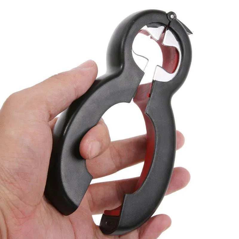 Multifunctional easy opener six in one bottle can opener with grey colour and ergonomic grip