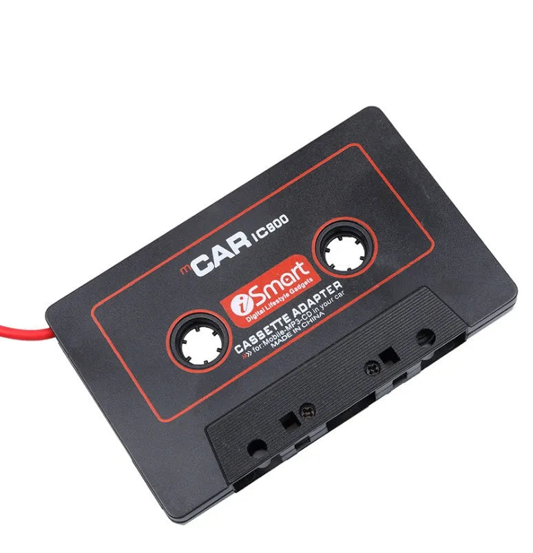 Black MP4/MP3 audio cassette converter with 3.5mm jack plug for car stereo playback