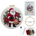 Santa Claus landscape embroidery kit with 28cm cotton linen fabric and complete materials