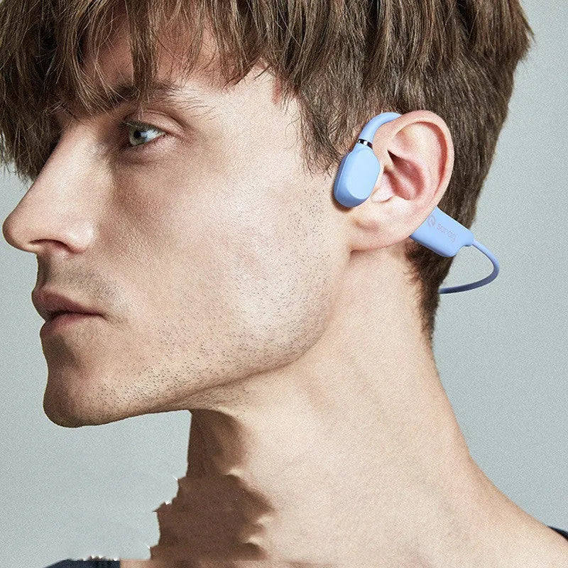 Bone conduction Bluetooth headset in hanging neck design with wireless sensor for sports running