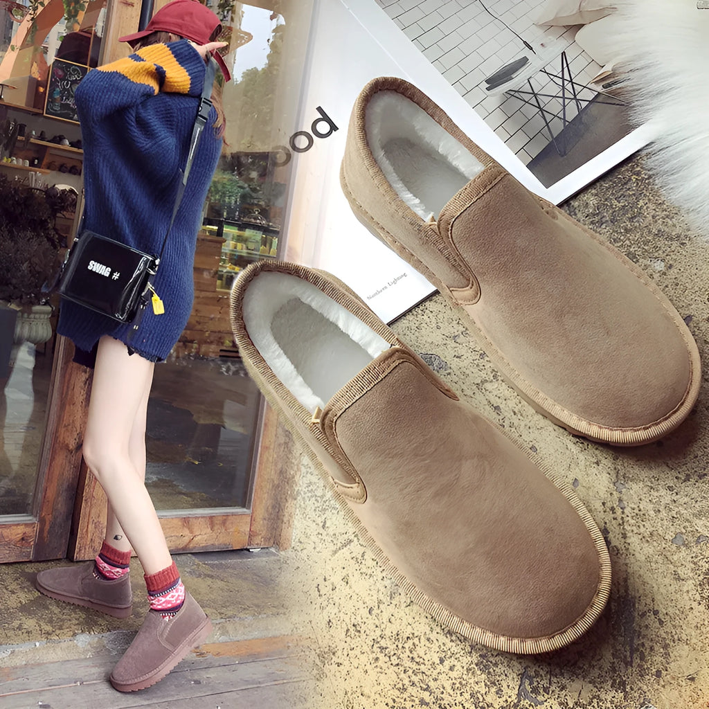 Casual women's fleece-lined flat winter snow boots in multiple colours