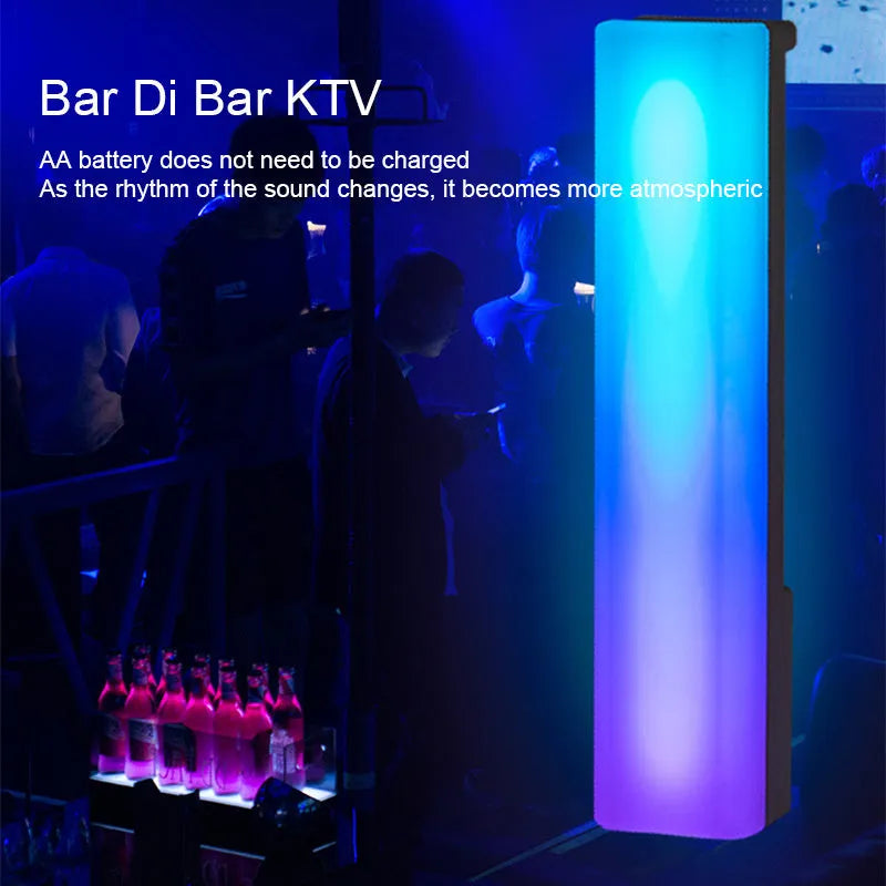 Compact 5.2cm × 4.5cm × 24.5cm RGB table lamp with voice-activated colour changes for gaming decor