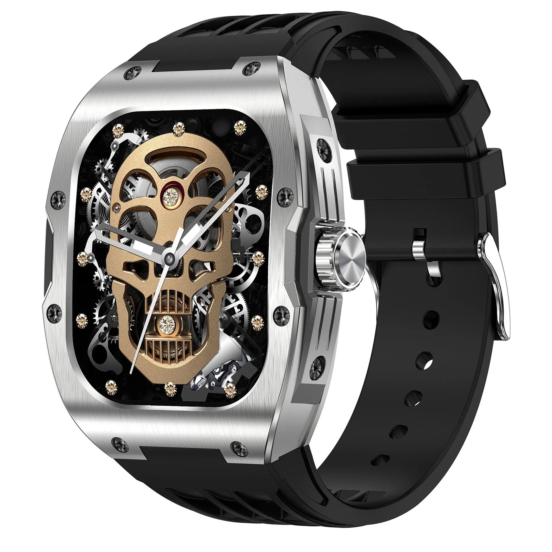Smart watch with AMOLED display showing fitness data, silicone strap in black-blue colour