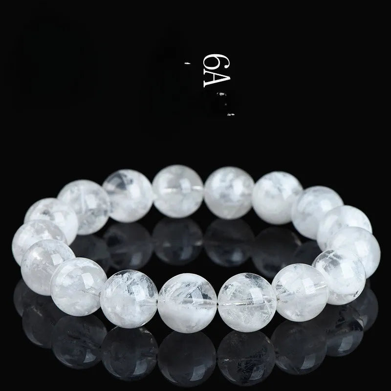 Natural crystal women's bracelet with geometric round beads featuring Ruyi and Xiangyun design elements