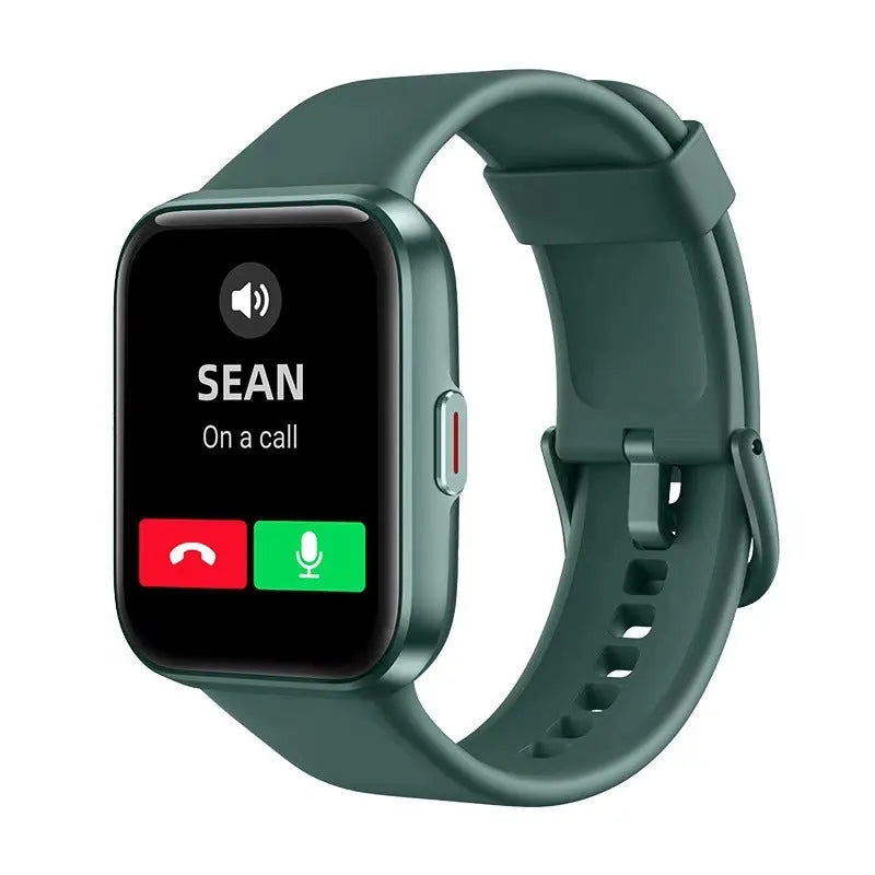 Smart watch with colour screen displaying health metrics, shown in black, blue, green, and pink colour options