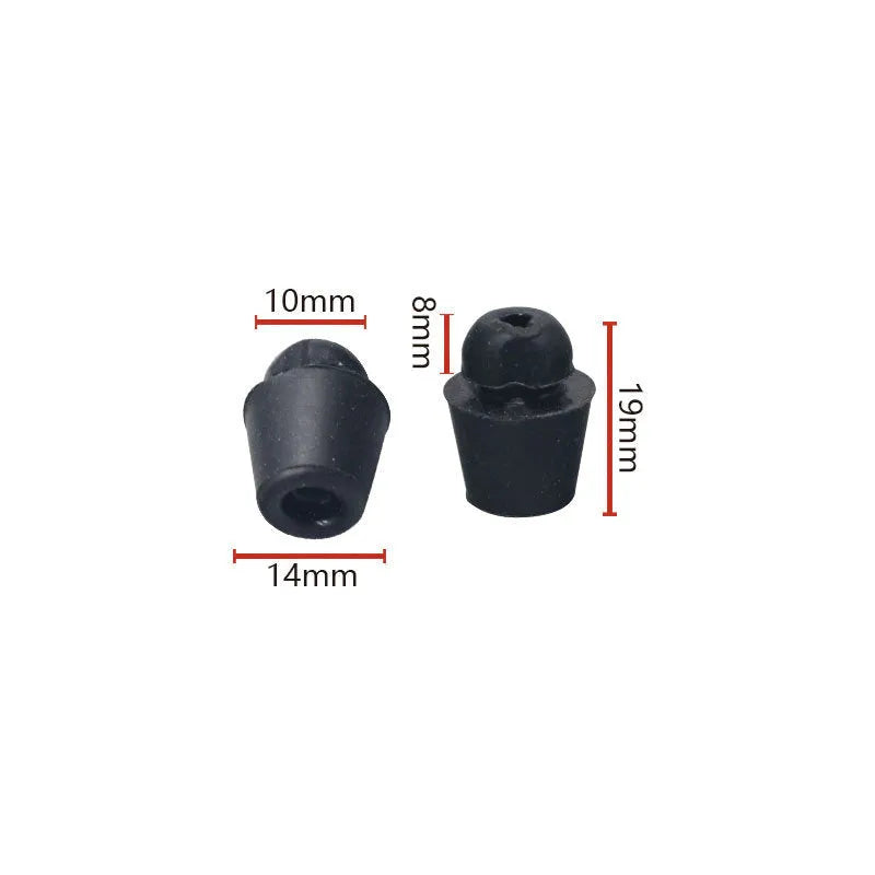 Black rubber automotive buffer clips for vibration reduction in vehicle interiors and engine compartments