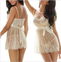 White stretch spandex lingerie set comprising a bra and knickers.