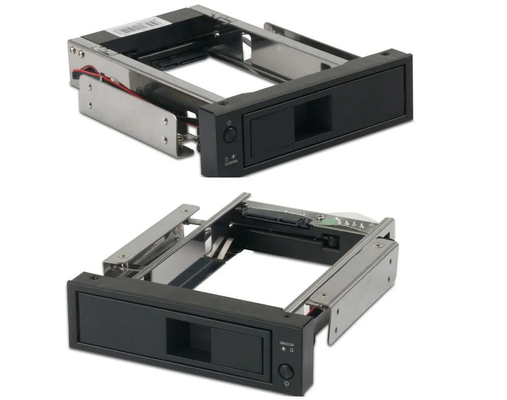 Black plastic and iron hard disk tray for desktop CD-ROM bay, 183x146x42mm