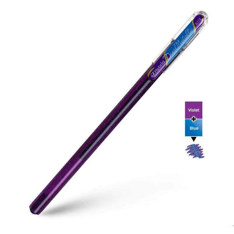 K110 1.0mm gel pen with pearlescent glitter ink in eight colour options.