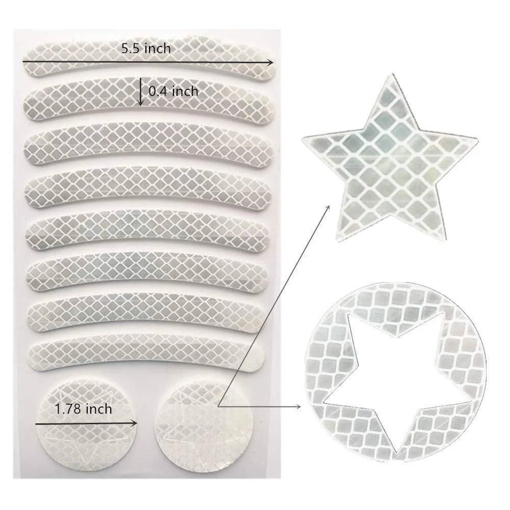Bicycle reflective safety tape with grid pattern in four colour options measuring 11.5 by 21 centimetres