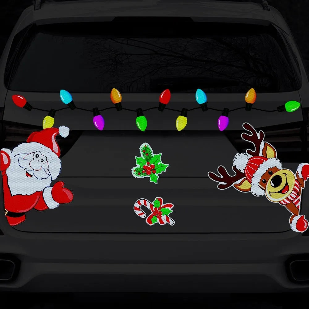 Christmas elk cartoon design magnetic sticker with reflective RFM026 6 threads colour pattern