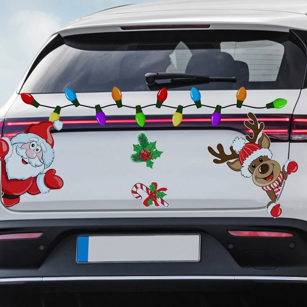 Christmas elk cartoon design magnetic sticker with reflective RFM026 6 threads colour pattern