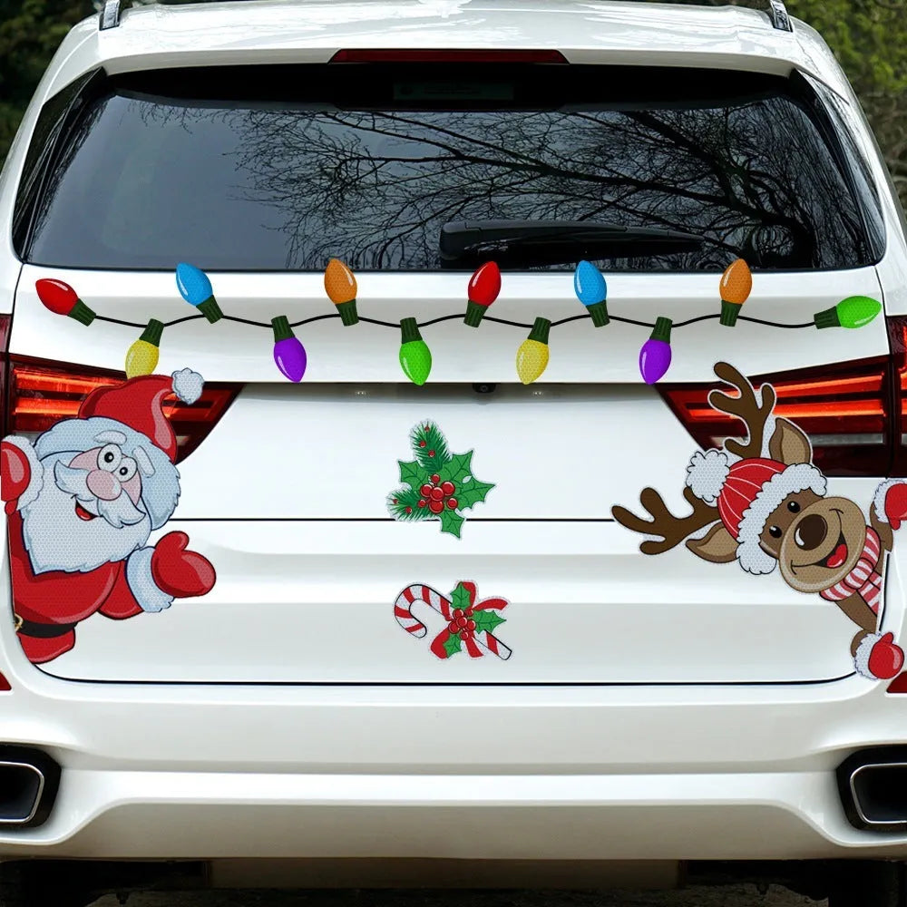 Christmas elk cartoon design magnetic sticker with reflective RFM026 6 threads colour pattern