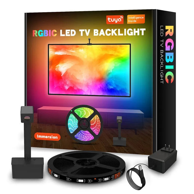 Smart TV LED backlight strip with camera controller and remote for ambient lighting