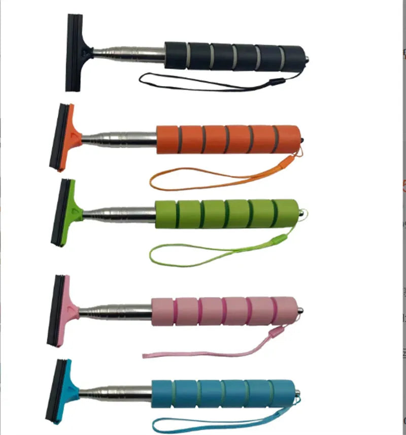 Retractable stainless steel car rearview mirror wiper in multiple colours with extended and retracted views