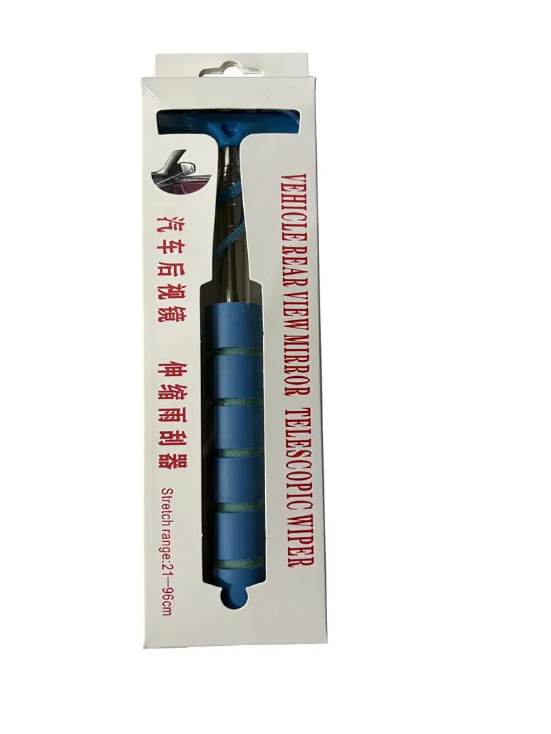 Retractable stainless steel car rearview mirror wiper in multiple colours with extended and retracted views