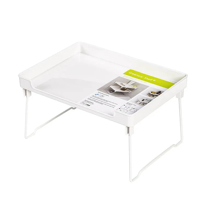 Wall-mounted kitchen supplies rack with adjustable shelves in transparent or white plastic