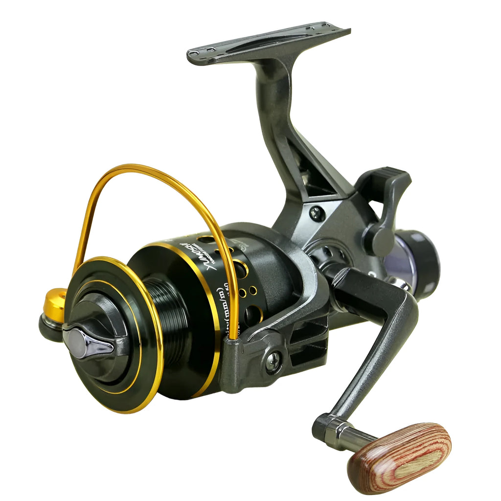 MG30-60 double brake fishing reel with full metal wire cup, folding rocker arm and wooden handle