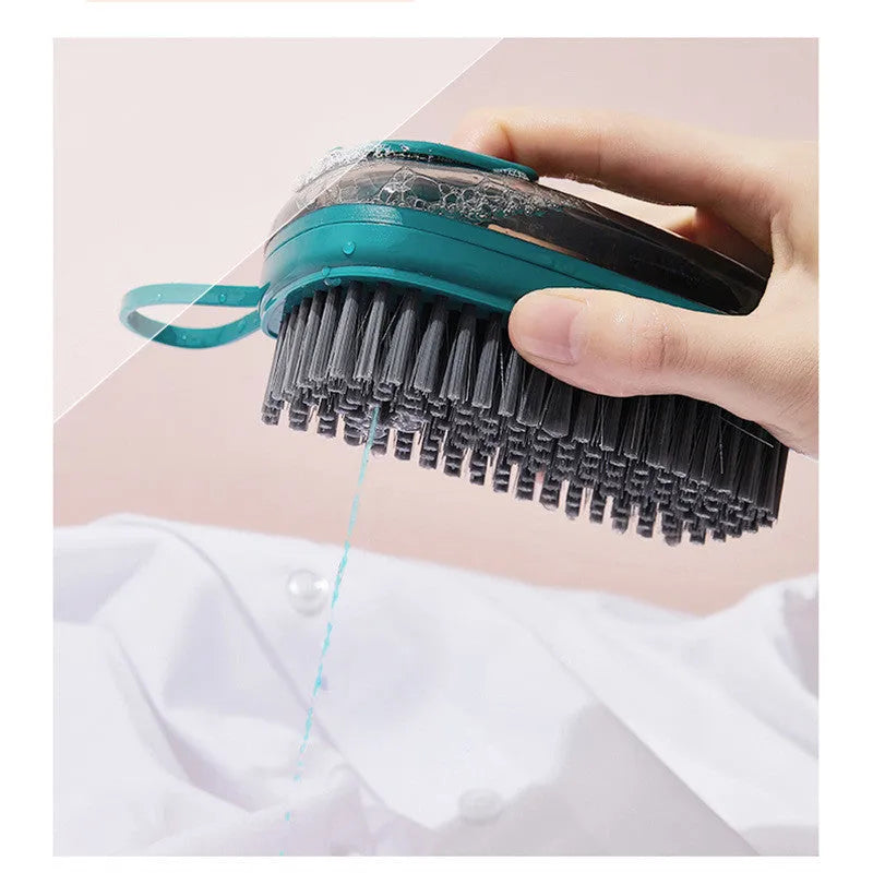 Blue automatic liquid cleaning brush with ergonomic grip measuring 12.5cm for shoe and laundry cleaning