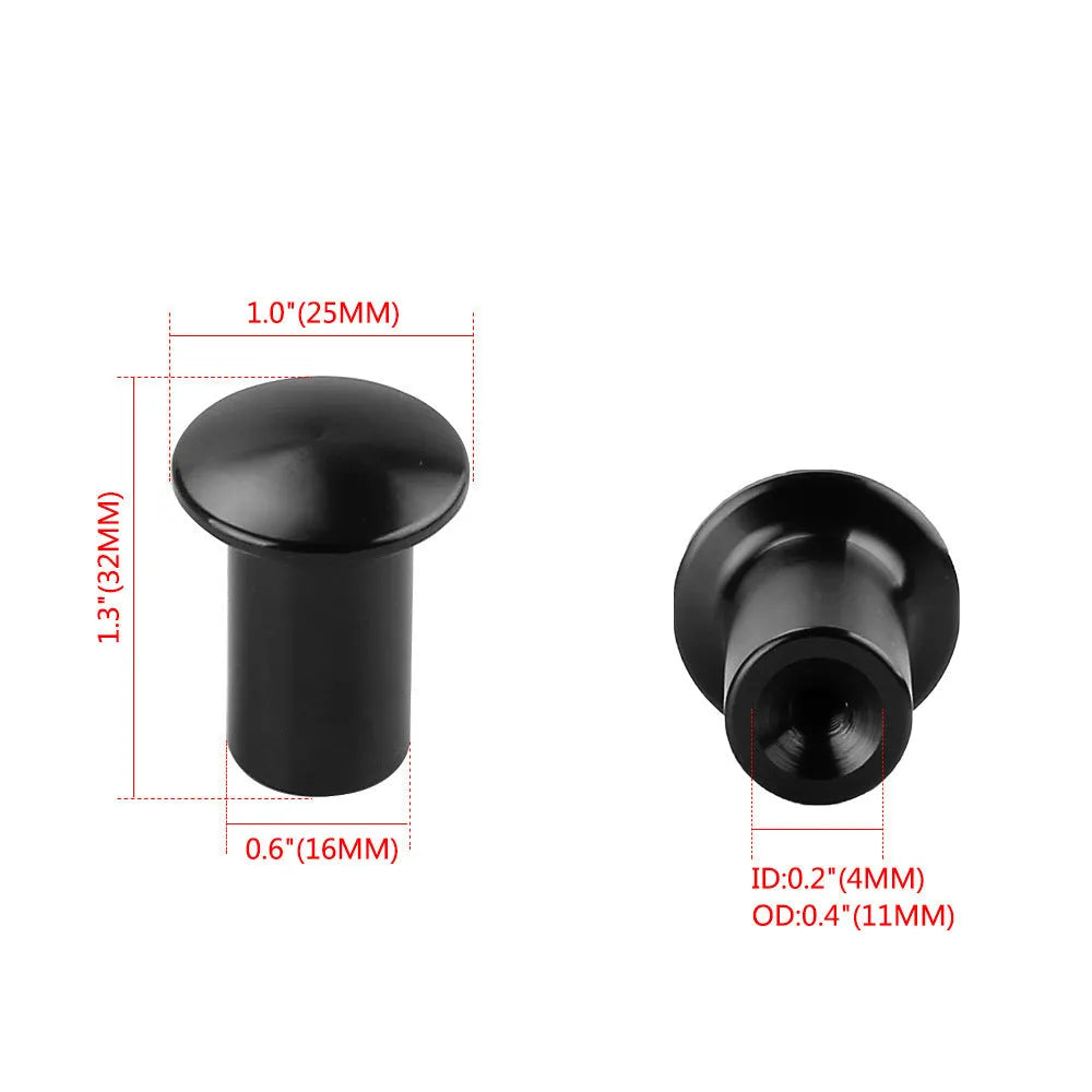 Aluminium alloy handbrake release button cap for car modification in gold, silver, black, blue, and red colours.