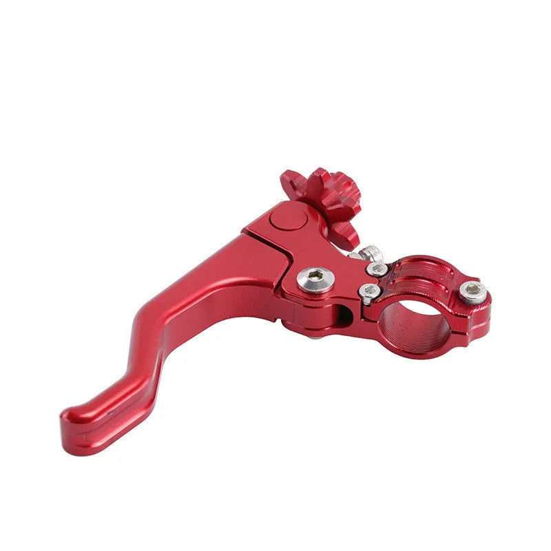 Aluminium motorcycle clutch lever for two-finger operation shown in multiple colour options