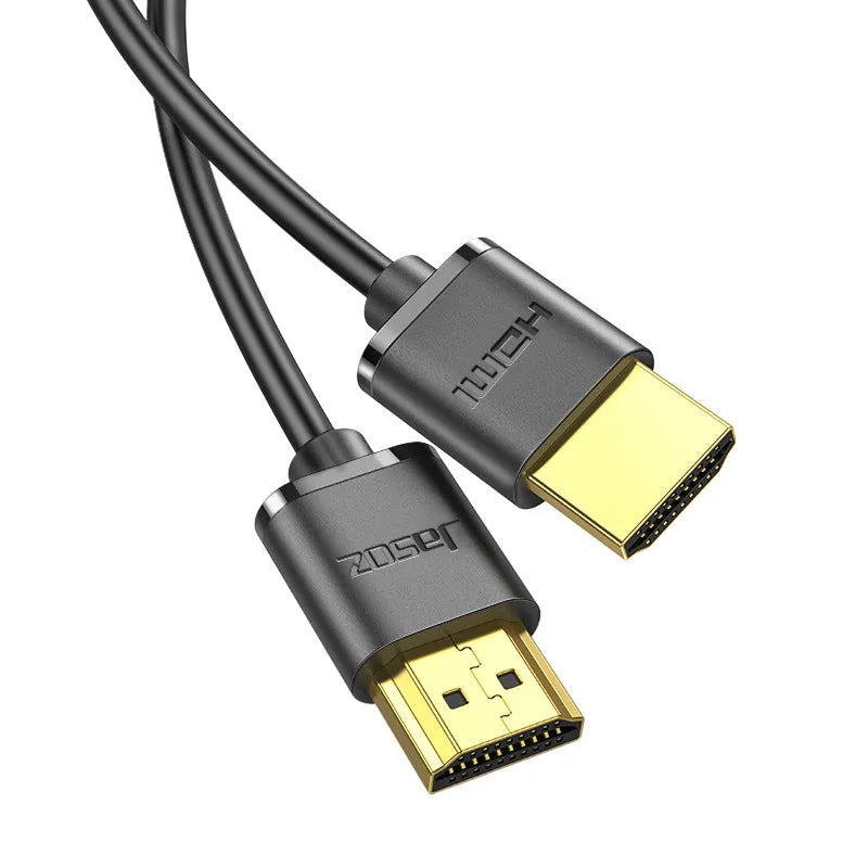 Flexible HDMI video cable with gold-plated connectors and hairline rule design, available in multiple lengths.