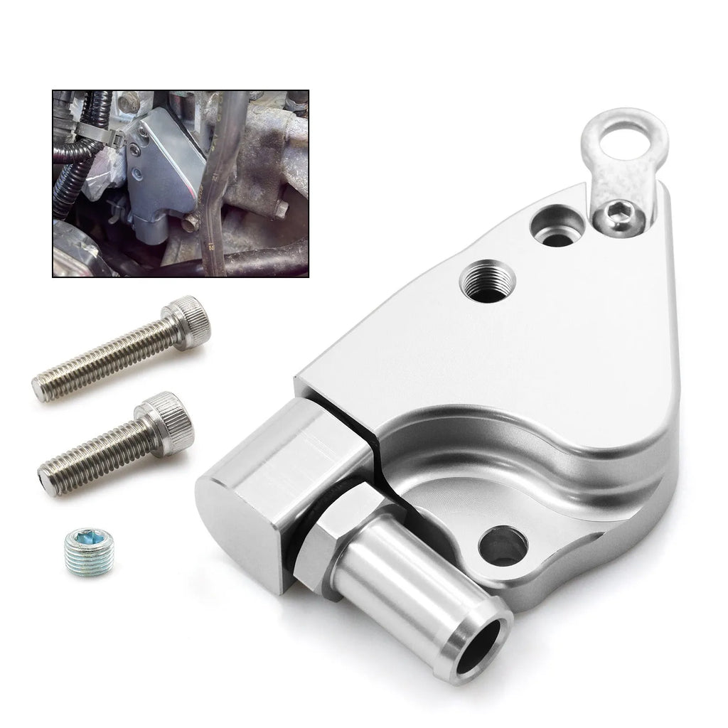 Honda K series intake manifold coolant adapter for K20 and K24 engines with mounting hardware