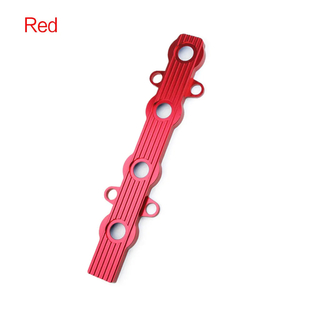 Aluminium alloy engine hood cover in blue, red, or silver with optional mounting holes