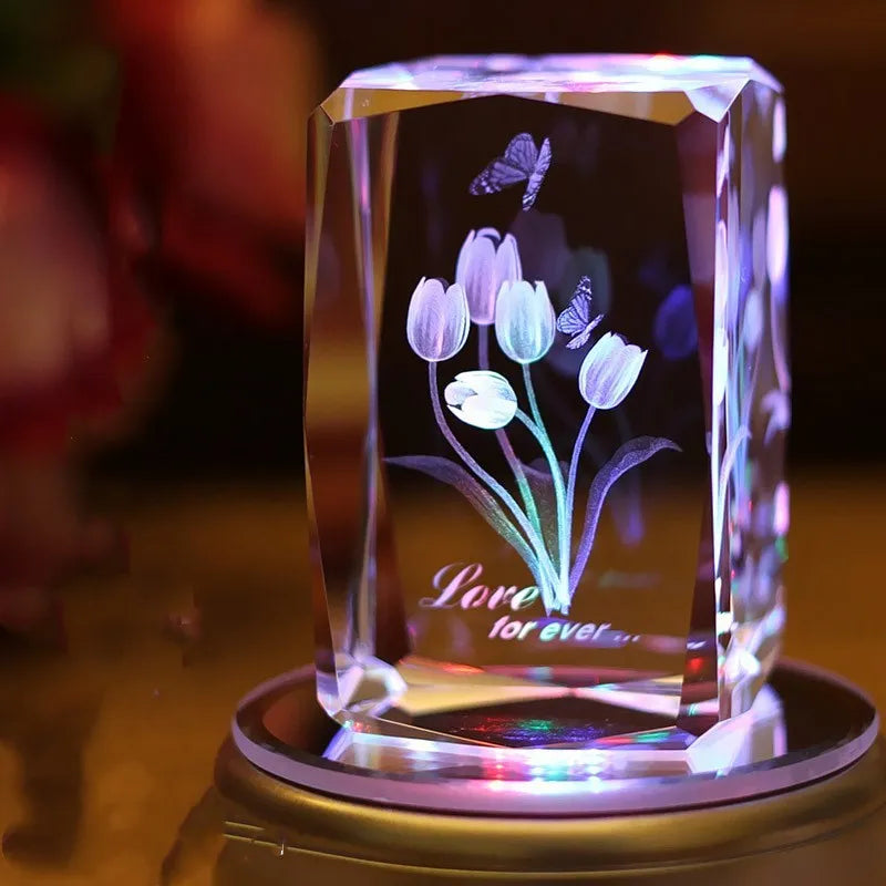 Small colourful crystal light with MP4 Bluetooth in gift box showing eight theme designs