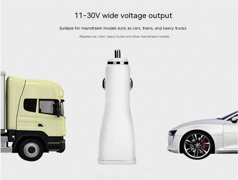 White single-port USB car fast charger with QC2.0 certification, compact rectangular design