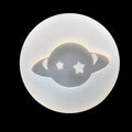 Silicone epoxy mould for making a 6.5cm Full Mirror Planet ornament with a flat base.