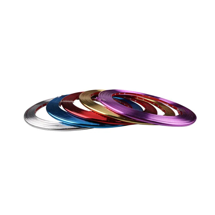Electroplated purple PVC wheel hub trim on 8-metre roll for car alloy wheel edge protection