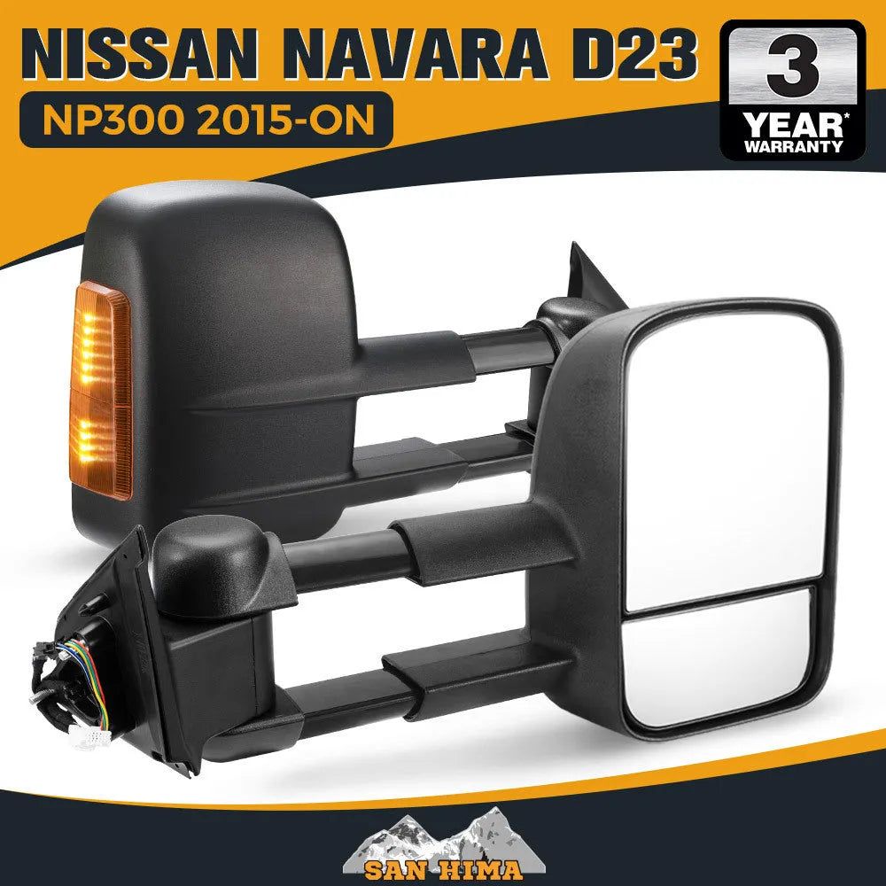 Black electric exterior rear view mirror for Nissan NP300 D23 2015-on models