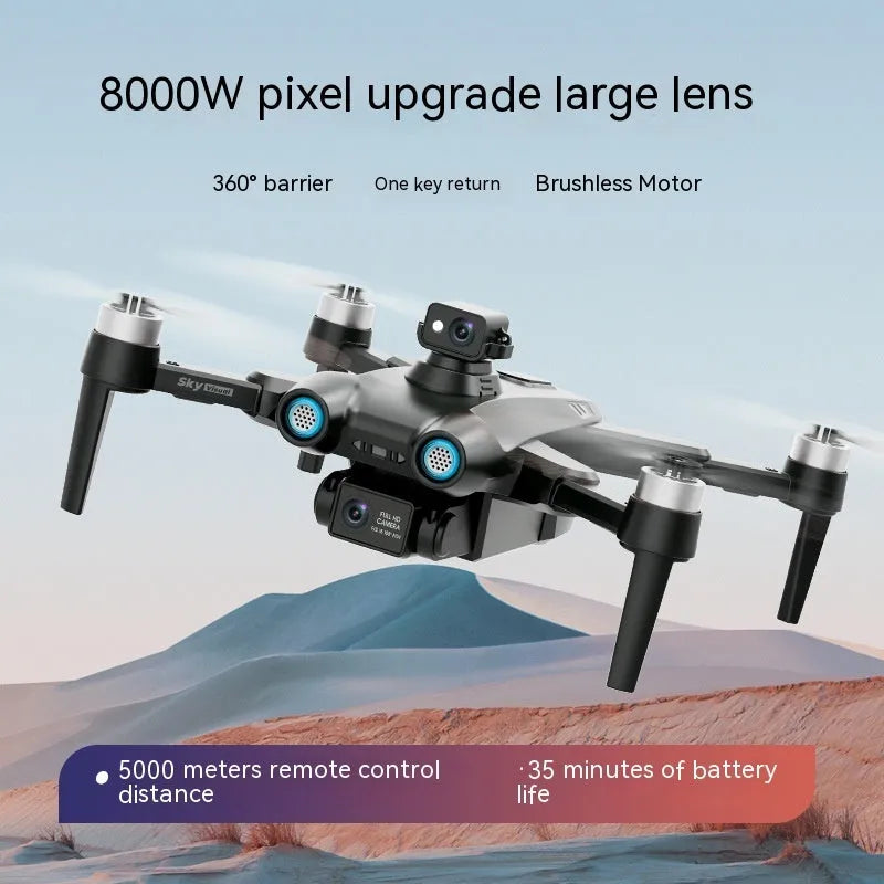 HD aerial photography drone with GPS, brushless motor, 8K camera, and obstacle avoidance, black or grey.