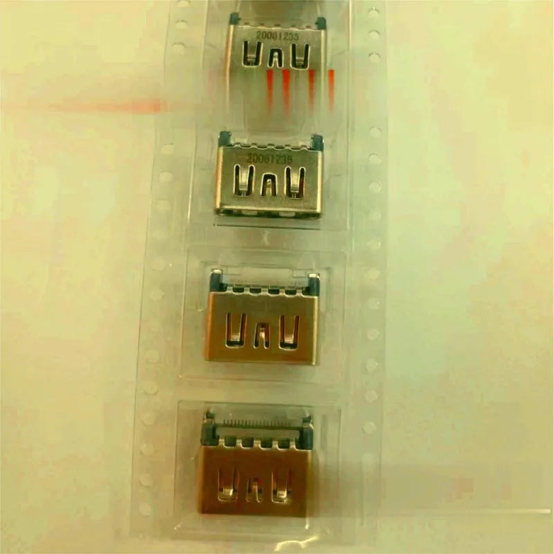 Silver HDMI interface host socket with 19-pin configuration for digital signal transmission