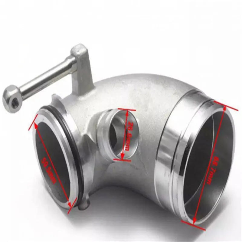 Black aluminium alloy 90-degree turbocharger inlet elbow pipe for modified car engines