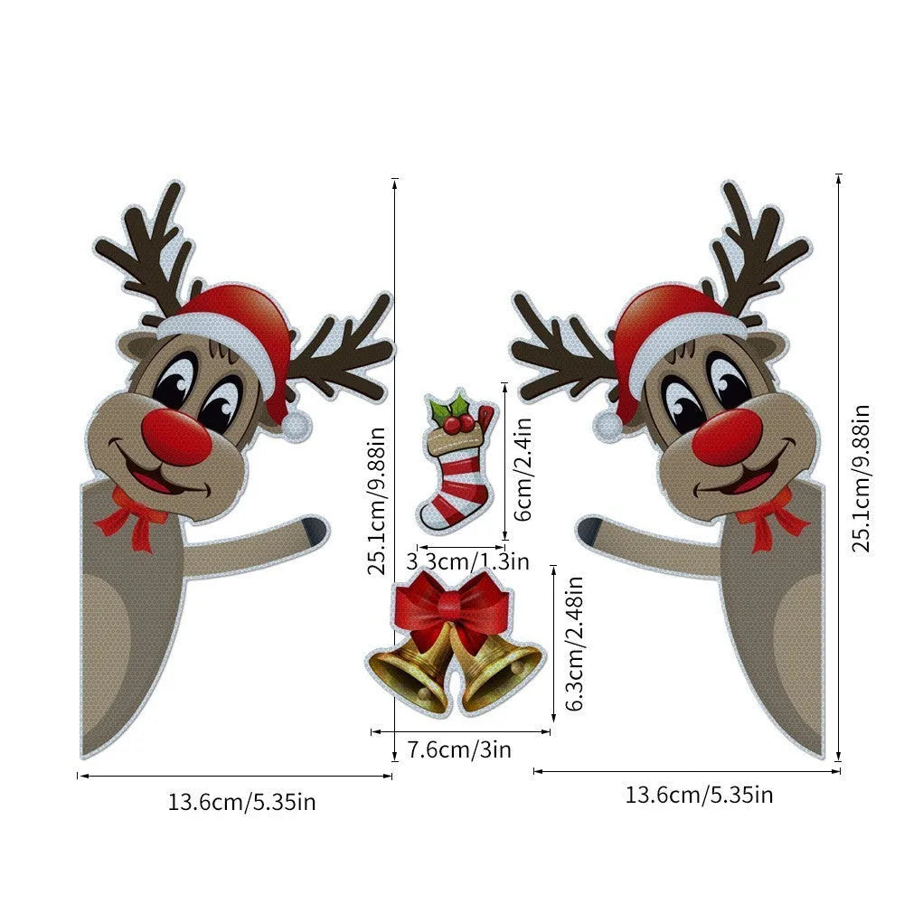Christmas elk bell magnetic luminous reflective bumper stickers with cartoon design