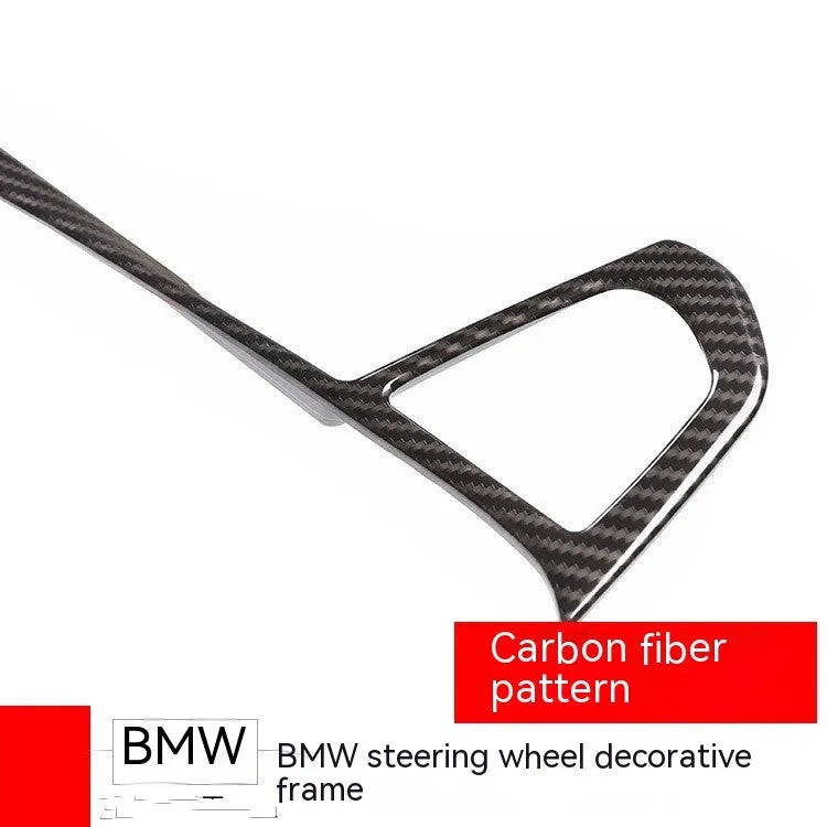 BMW steering wheel with carbon fibre pattern buttons frame decoration installed