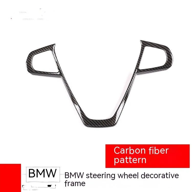 BMW steering wheel with carbon fibre pattern buttons frame decoration installed