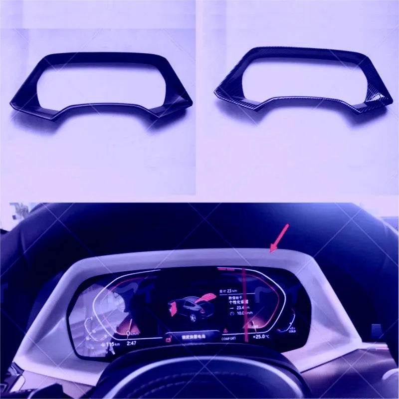 BMW X5 dashboard decorative frame in carbon fibre or peach wood finish
